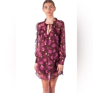NWT Love & Lemons 2piece Burgundy Gold Sheer Dress w/fitted Burgundy Slip Dress